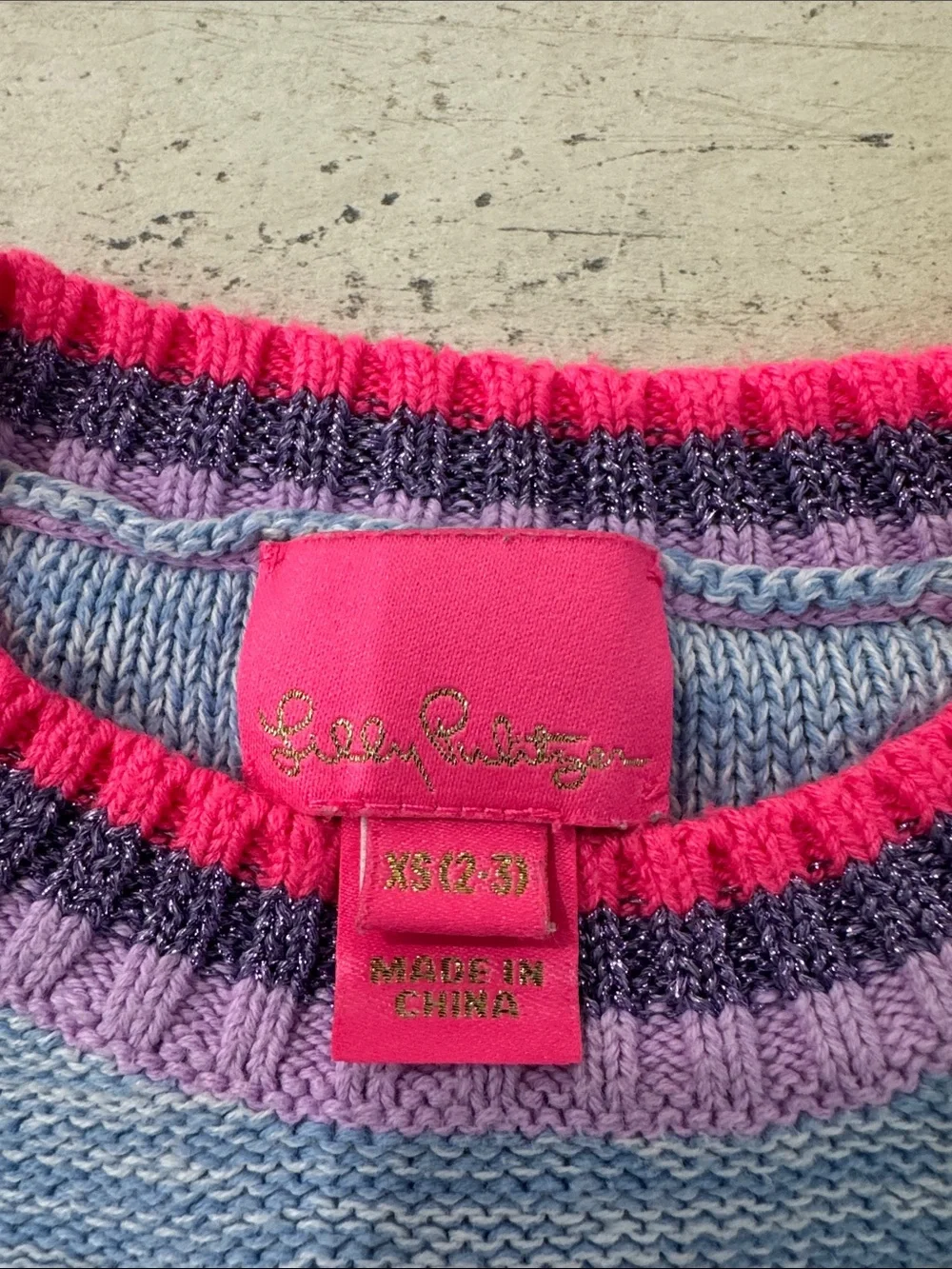 Lilly Pulitzer Light Blue Knit Pom-Pom Sweater Dress with Pink Trim